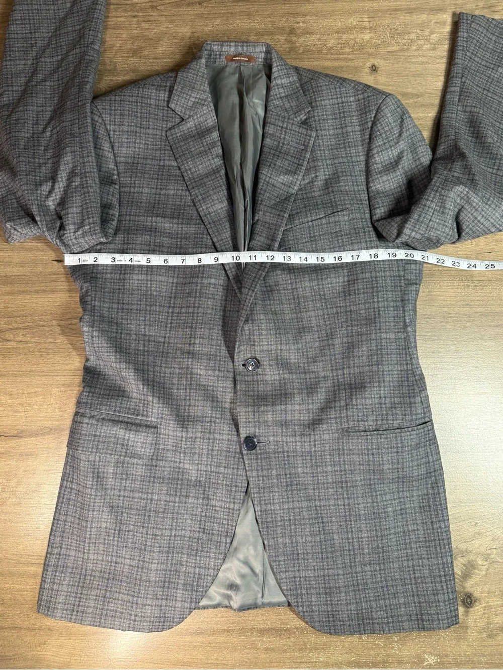 Peter Millar 42T Gray Glen Plaid Wool Cashmere Sport Coat Blazer Made in Canada